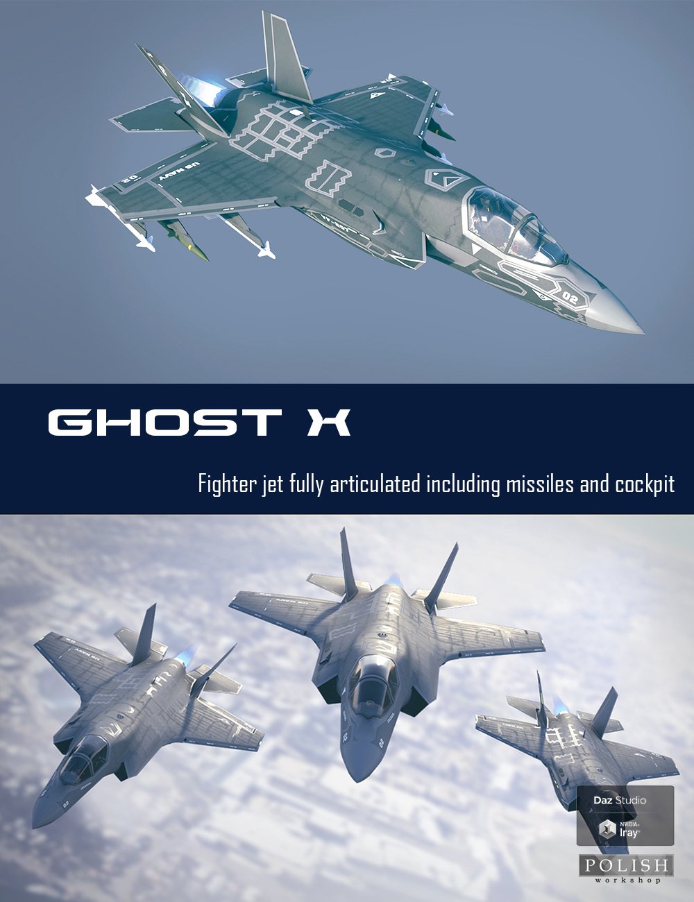 Ghost X Fighter Jet by: Polish, 3D Models by Daz 3D