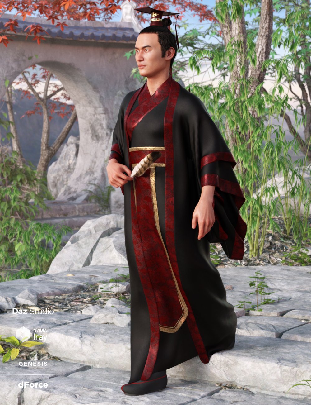 dForce Hanfu Outfit for Genesis 8 Male(s)