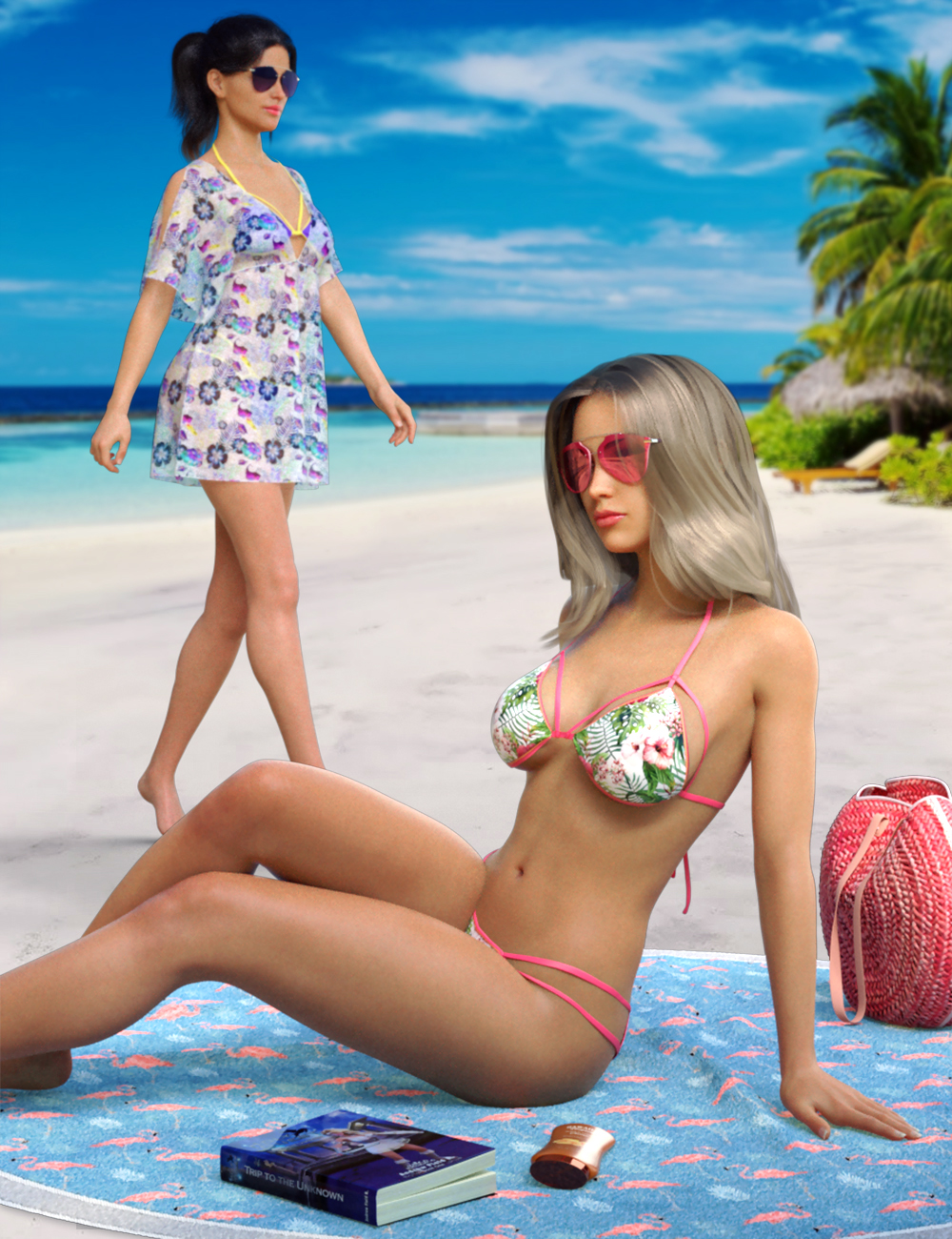 dForce Tropical Day Outfit and Accessories for Genesis 8 Female(s) by: Blue Rabbit, 3D Models by Daz 3D