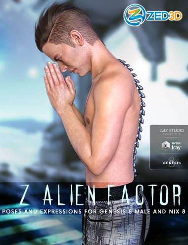 Z Alien Factor - Poses and Expressions for Nix 8 and Genesis 8 Male by: Zeddicuss, 3D Models by Daz 3D