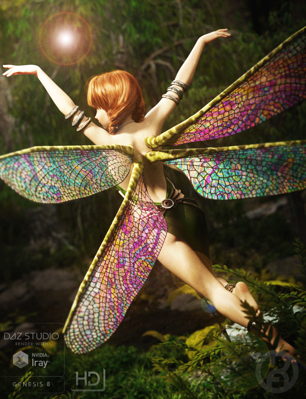 Natural Fae Wings for Genesis 8 by: RawArt, 3D Models by Daz 3D