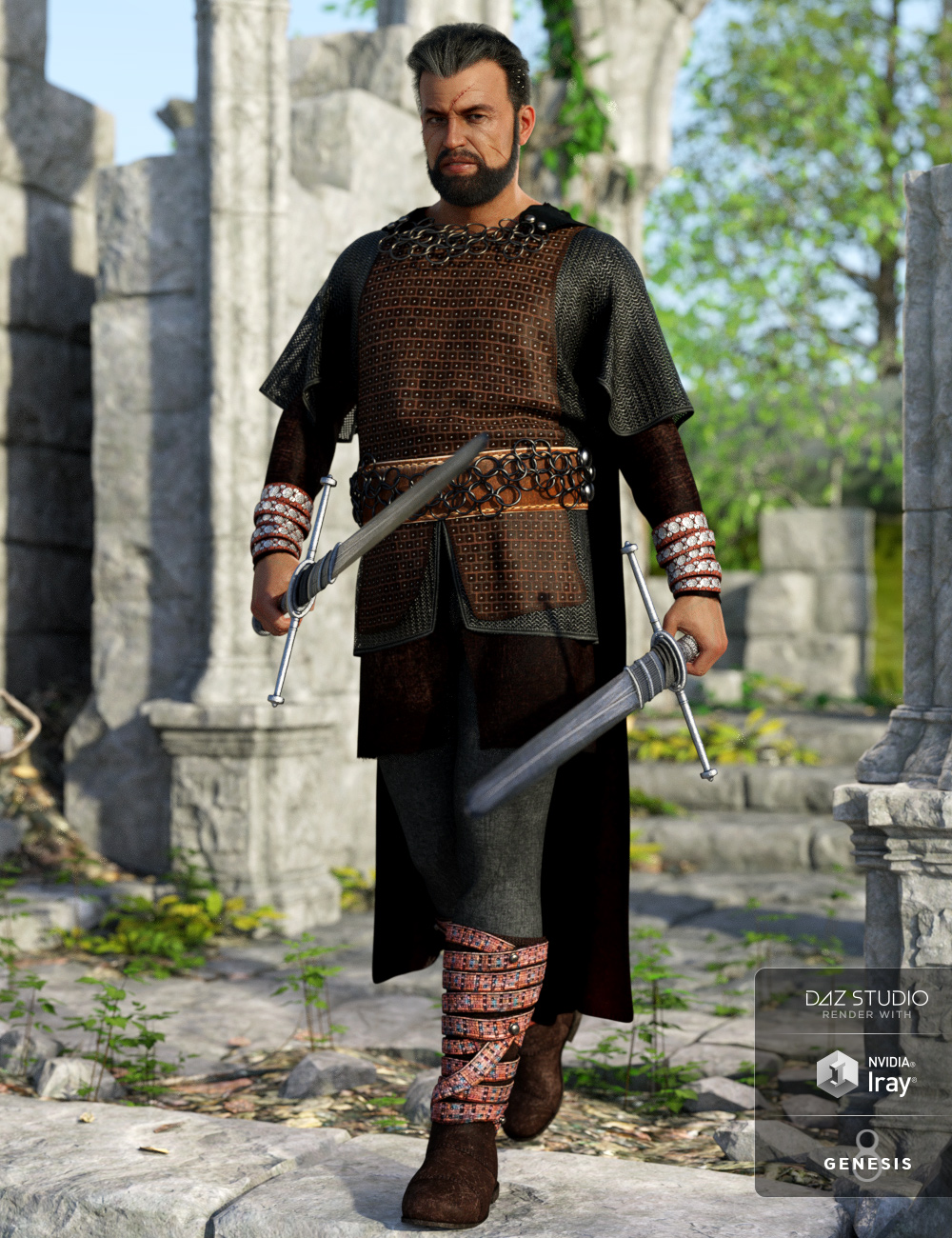 dForce Weathered Warrior Outfit for Genesis 8 Male(s) by: Barbara BrundonShox-DesignUmblefugly, 3D Models by Daz 3D