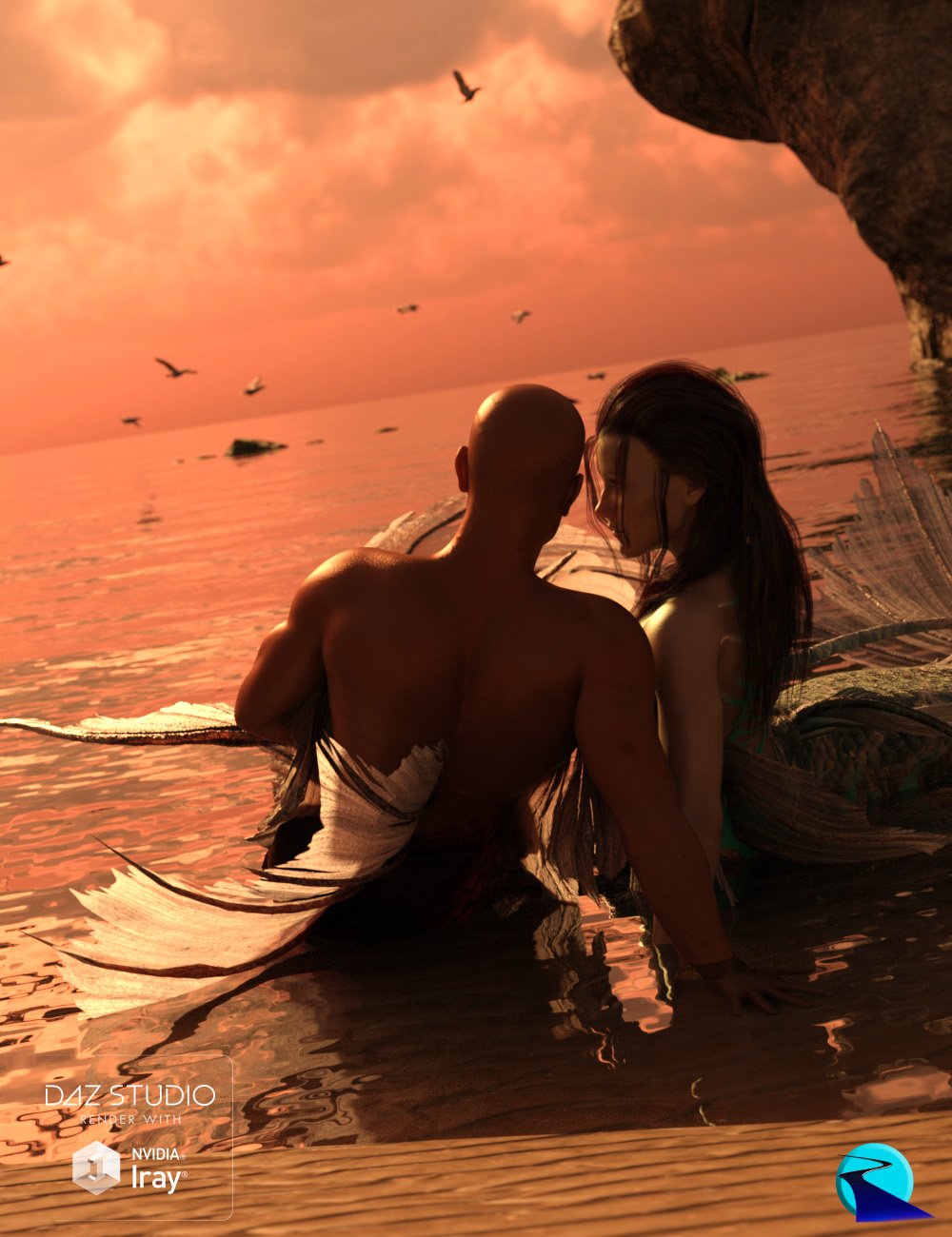 Aguja Mermaid and Alascanus Merman Couple Poses by: RiverSoft Art, 3D Models by Daz 3D