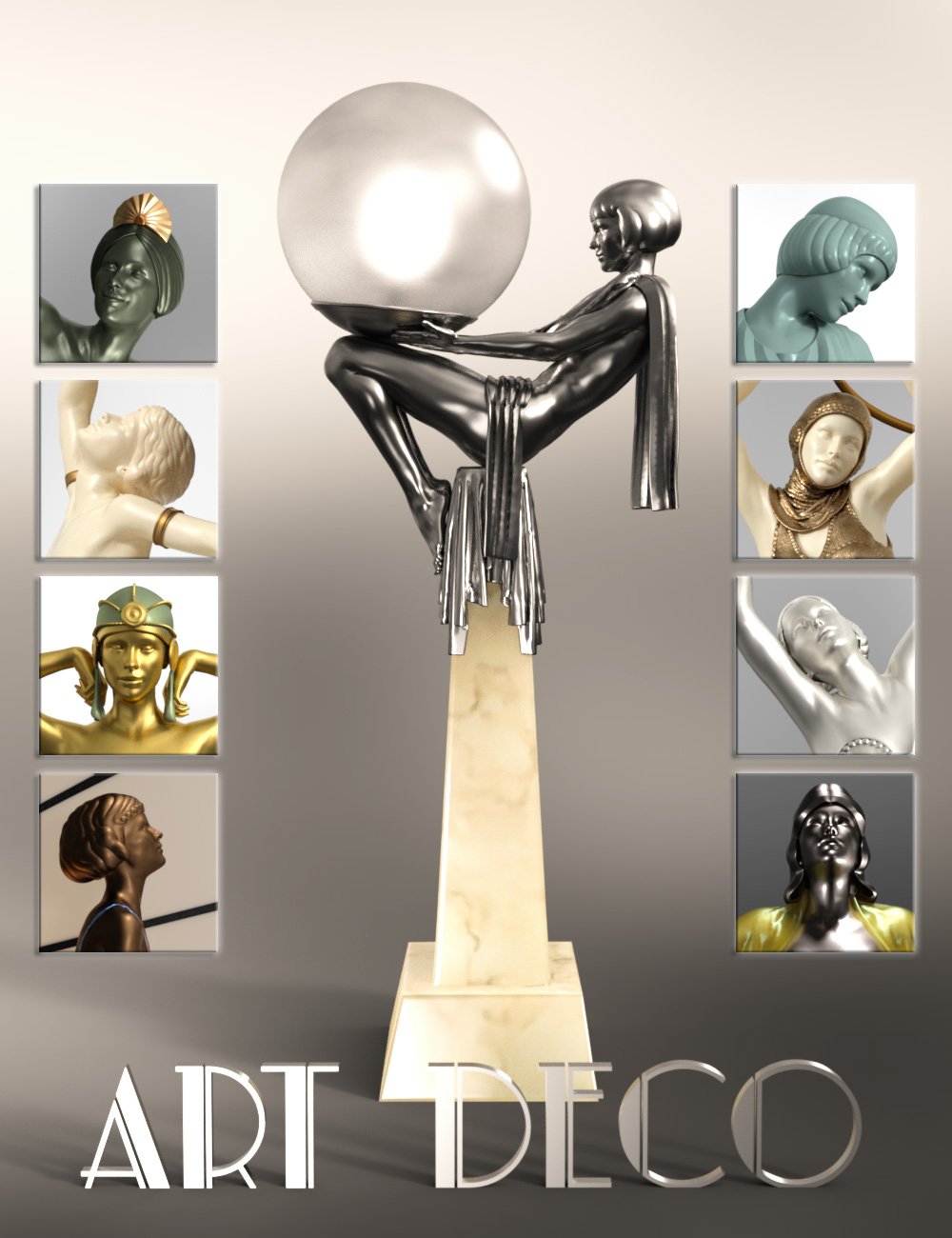 Jepe's Art Deco Statuettes II for Victoria 8 by: Jepe, 3D Models by Daz 3D