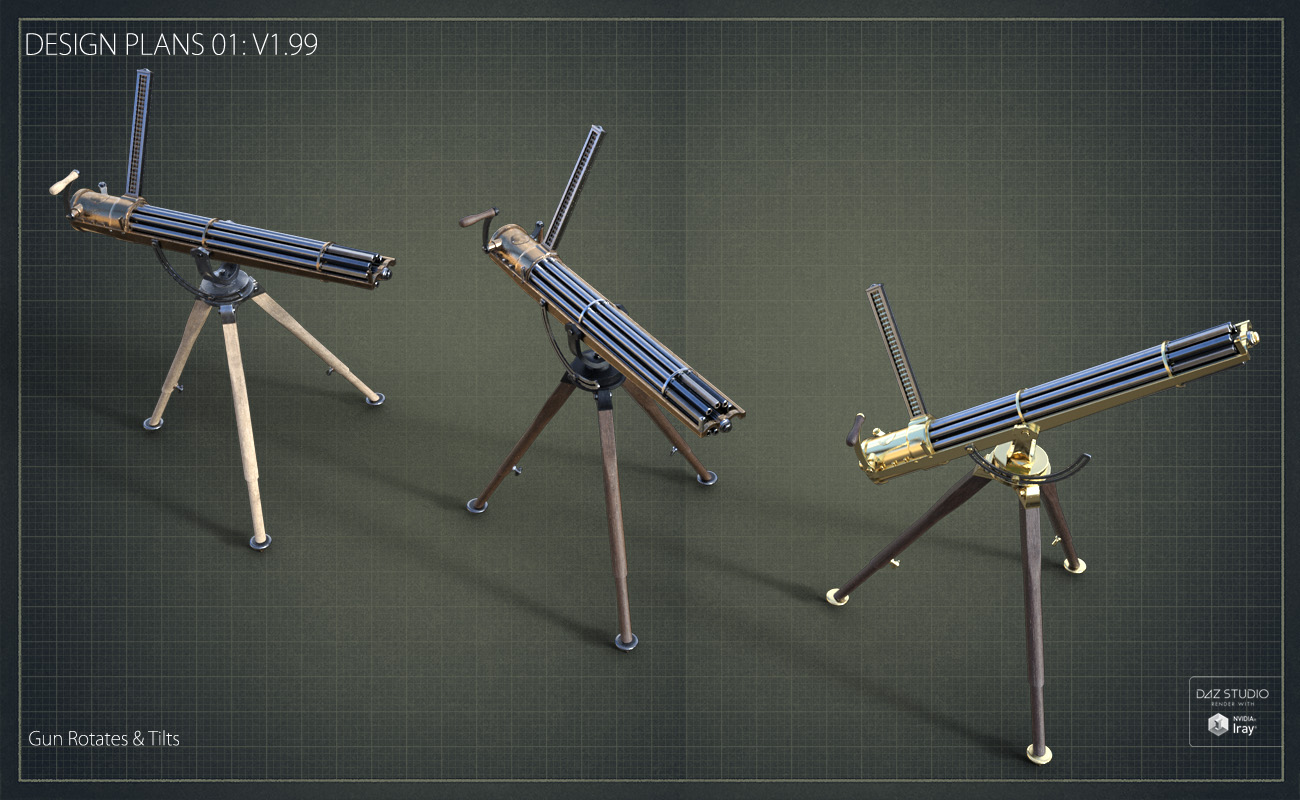 Historical Gatling Gun by: David BrinnenForbiddenWhispers, 3D Models by Daz 3D