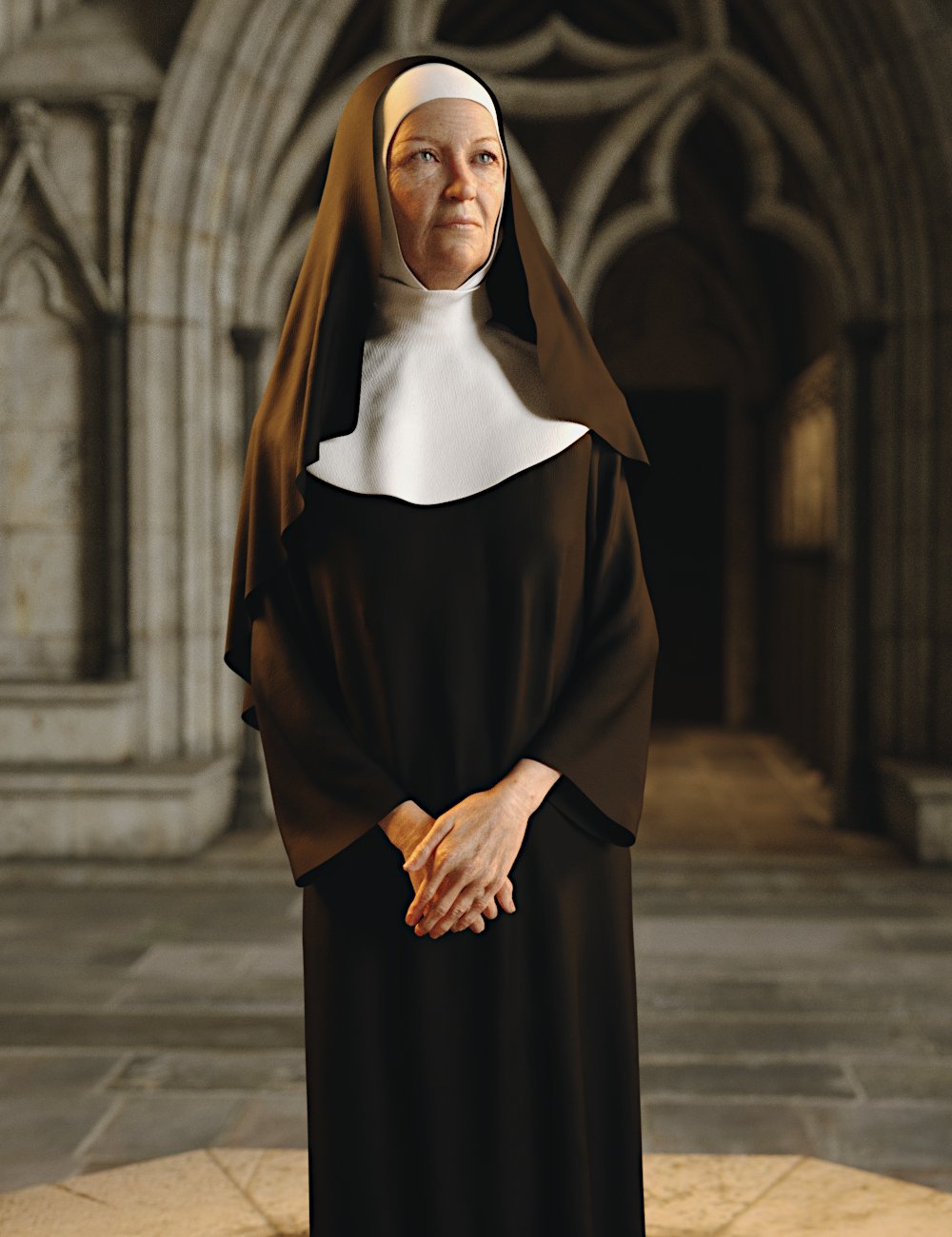 dForce Nun Costume for Genesis 8 Female(s) by: Toyen, 3D Models by Daz 3D