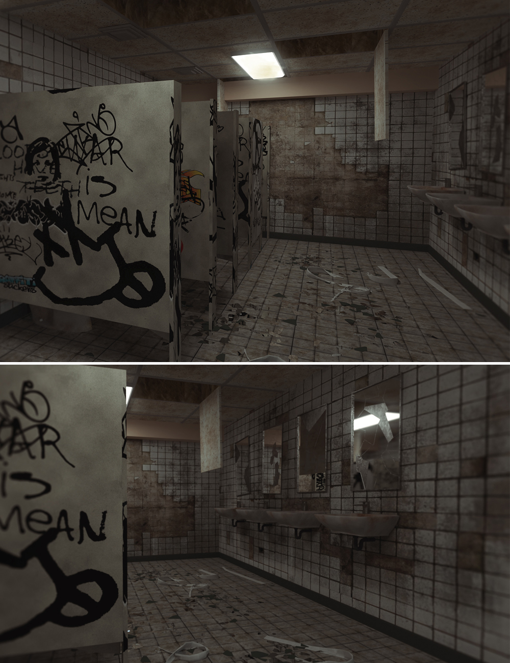Grungy High School Restroom by: kubramatic, 3D Models by Daz 3D
