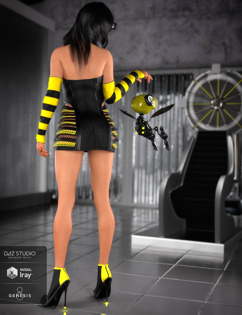 Queen Bee Outfit for Genesis 8 Female(s) by: 4blueyes, 3D Models by Daz 3D