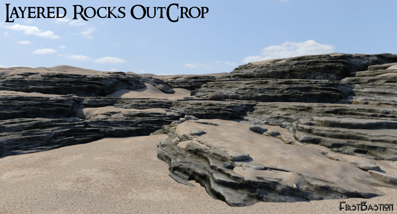 1stB Layered Rocks Outcrop by: FirstBastion, 3D Models by Daz 3D