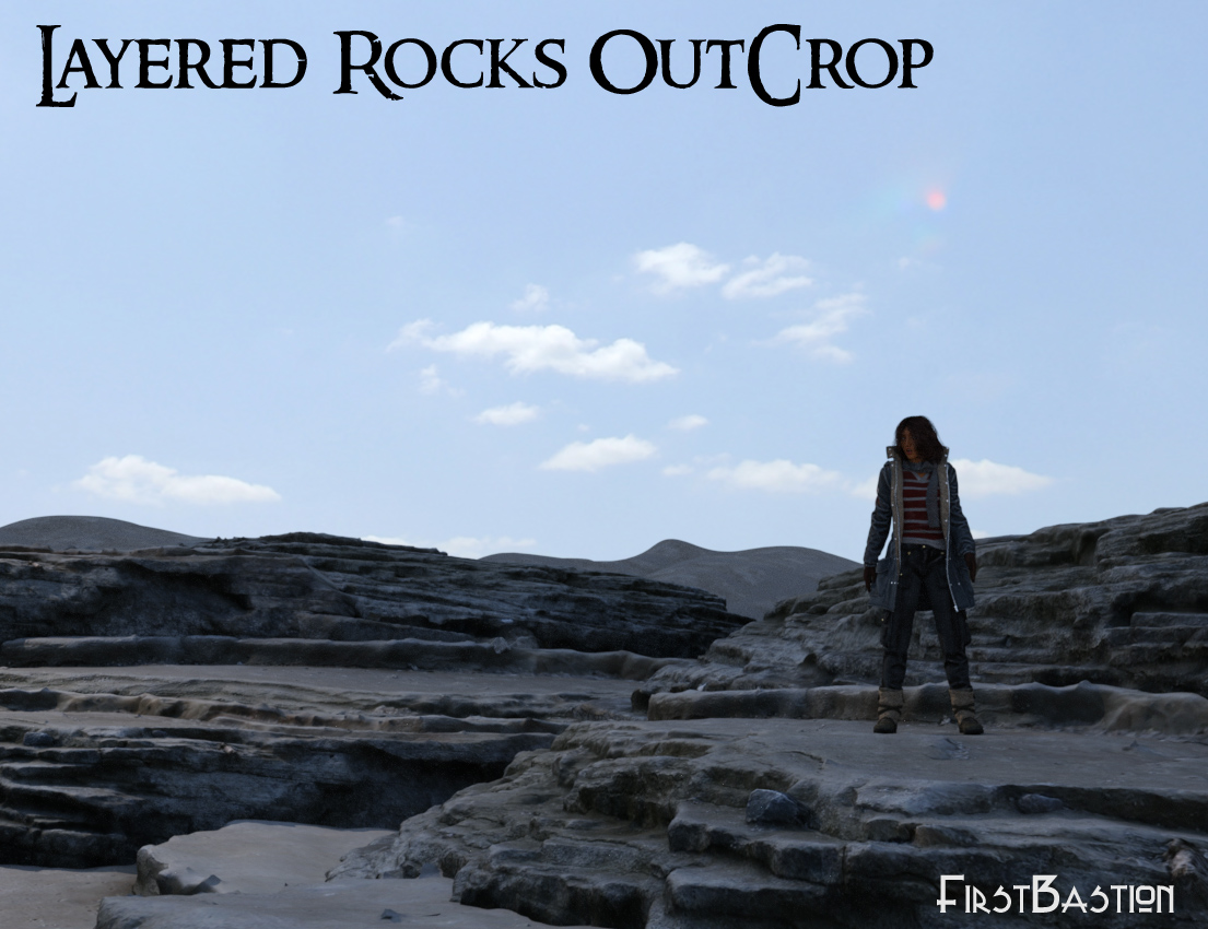 1stB Layered Rocks Outcrop by: FirstBastion, 3D Models by Daz 3D