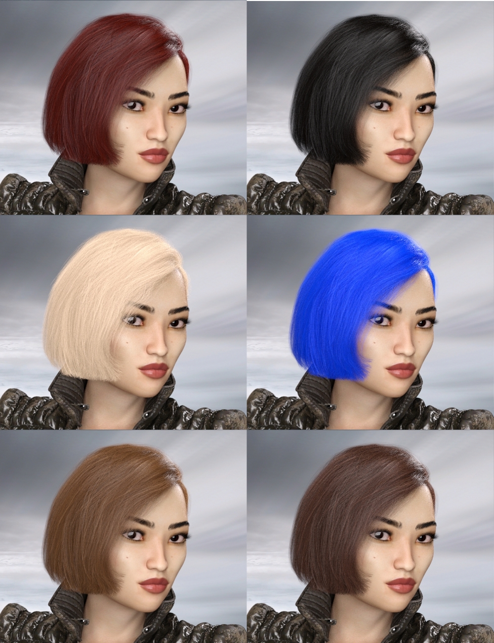 Cute Bob Hair for Genesis 3 and 8 Female(s) by: RedzStudio, 3D Models by Daz 3D