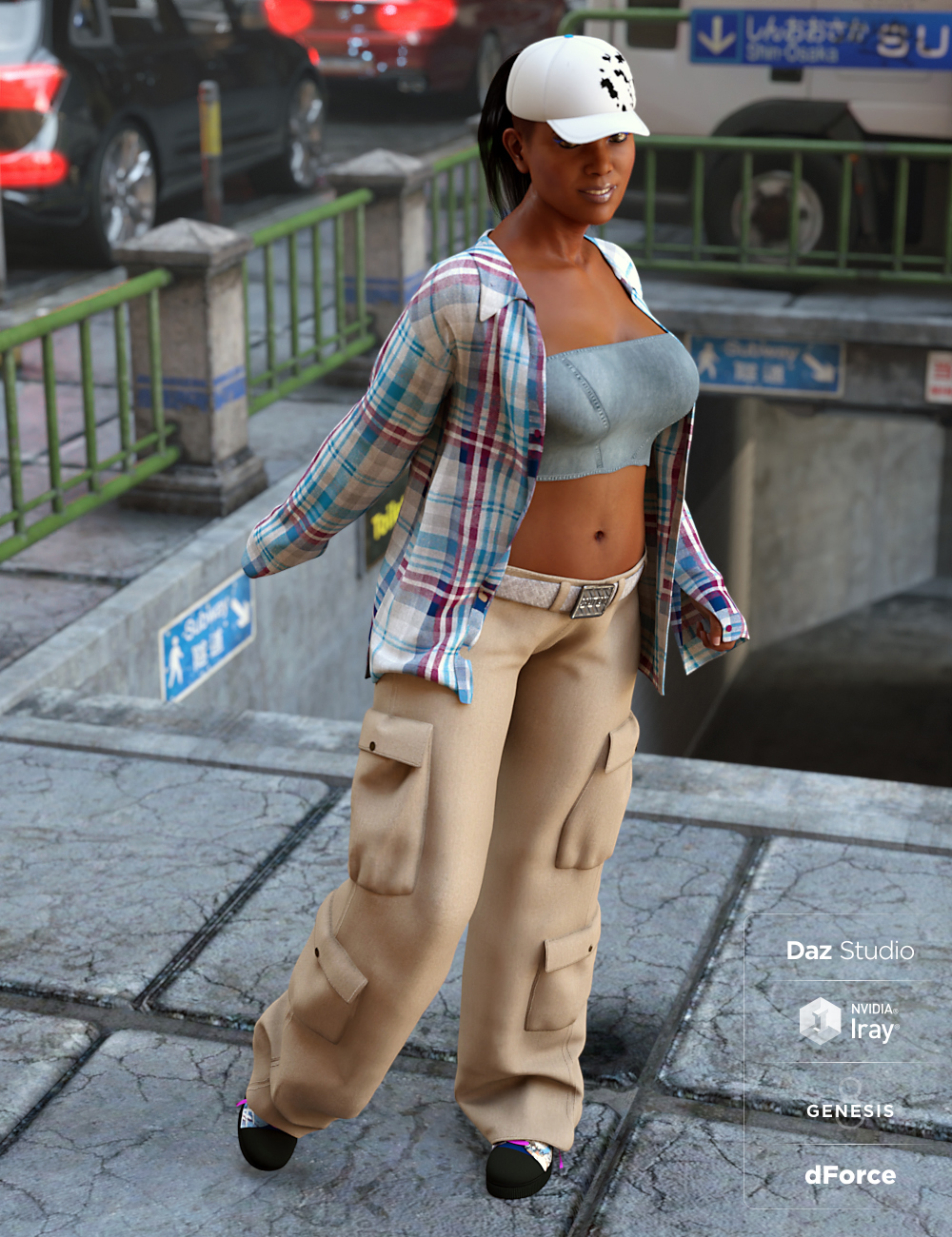 dForce Hip Hop Street Style Outfit Textures by: Anna Benjamin, 3D Models by Daz 3D