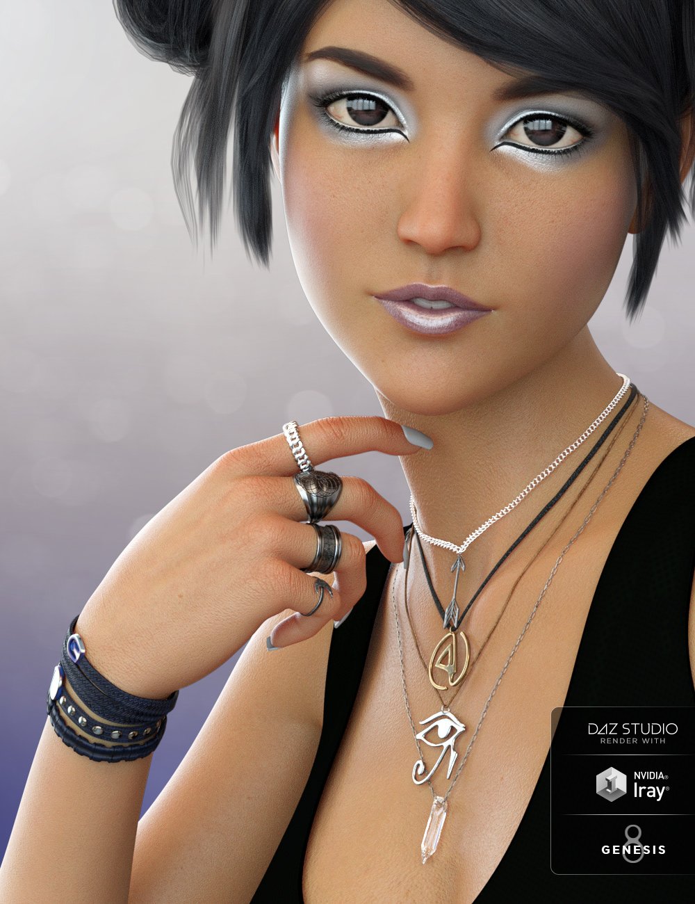 Unisex Jewelry for Genesis 8 Male(s) & Female(s) by: Moonscape GraphicsNikisatezSade, 3D Models by Daz 3D
