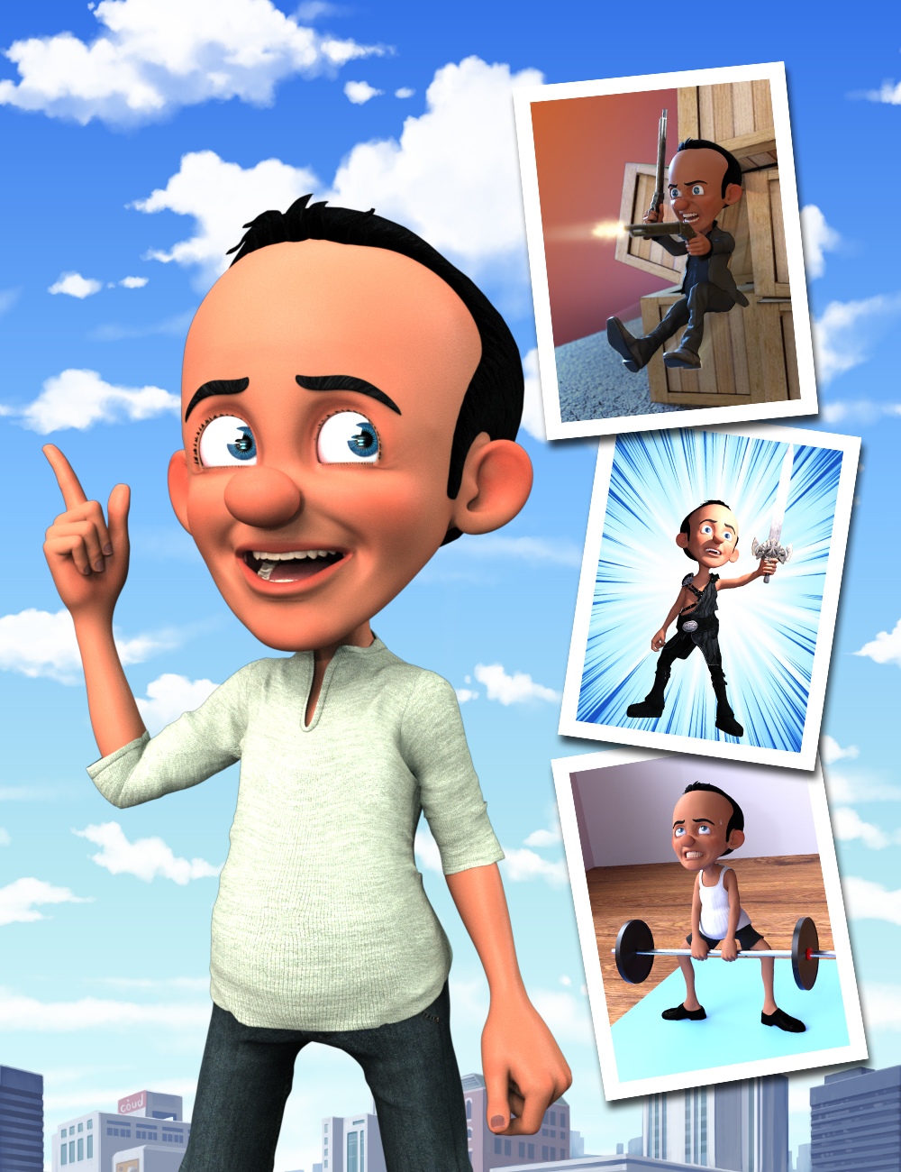 Toon Larry for Genesis 8 Male by: GuruvarPixelTizzyFit, 3D Models by Daz 3D