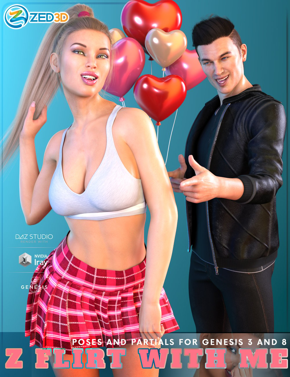Z Flirt With Me Poses and Expressions for Genesis 3 and 8 by: Zeddicuss, 3D Models by Daz 3D