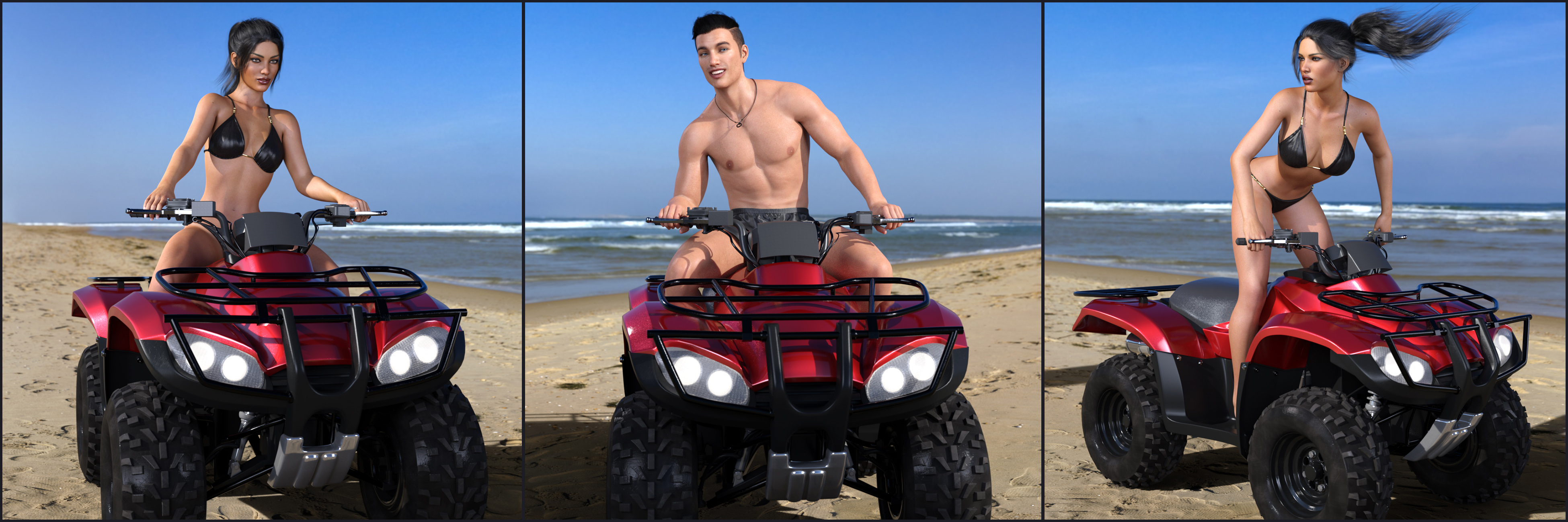 Z ATV Mania Vehicle and Poses for Genesis 3 and 8 by: Zeddicuss, 3D Models by Daz 3D