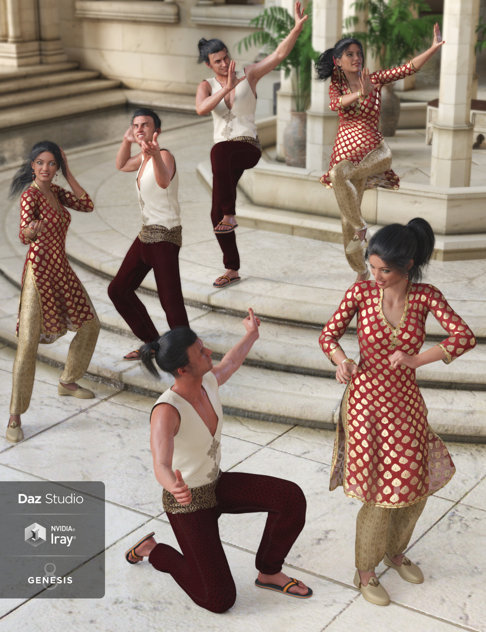 Bollywood Romance Poses for Genesis 8 by: FeralFey, 3D Models by Daz 3D
