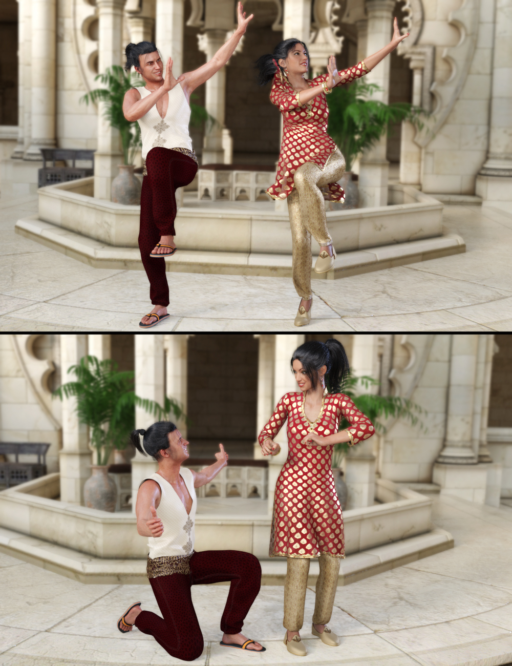 Bollywood Romance Poses for Genesis 8 by: FeralFey, 3D Models by Daz 3D