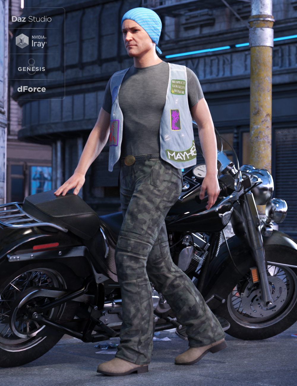 dForce Biker Outfit Textures by: Nikisatez, 3D Models by Daz 3D