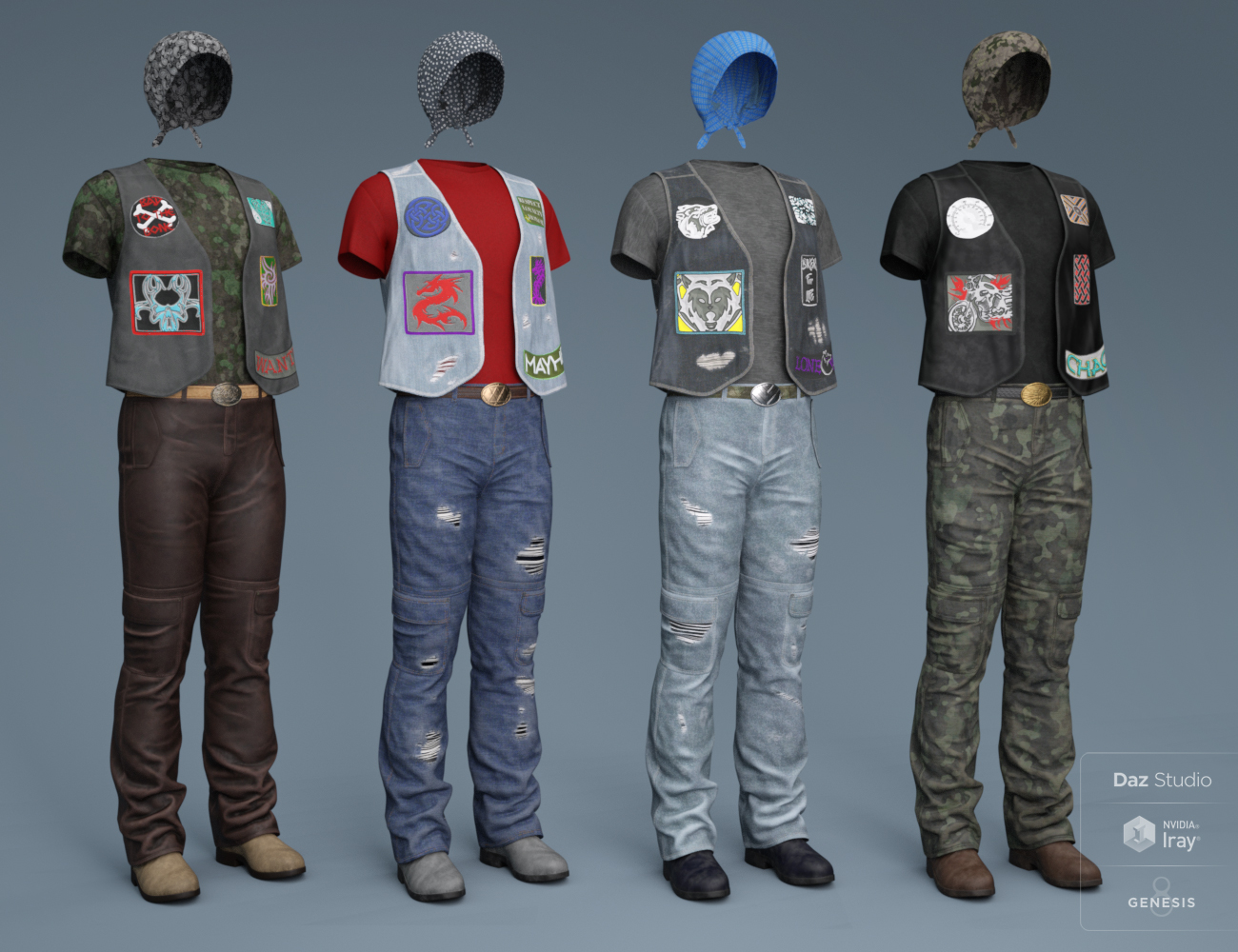 dForce Biker Outfit Textures by: Nikisatez, 3D Models by Daz 3D