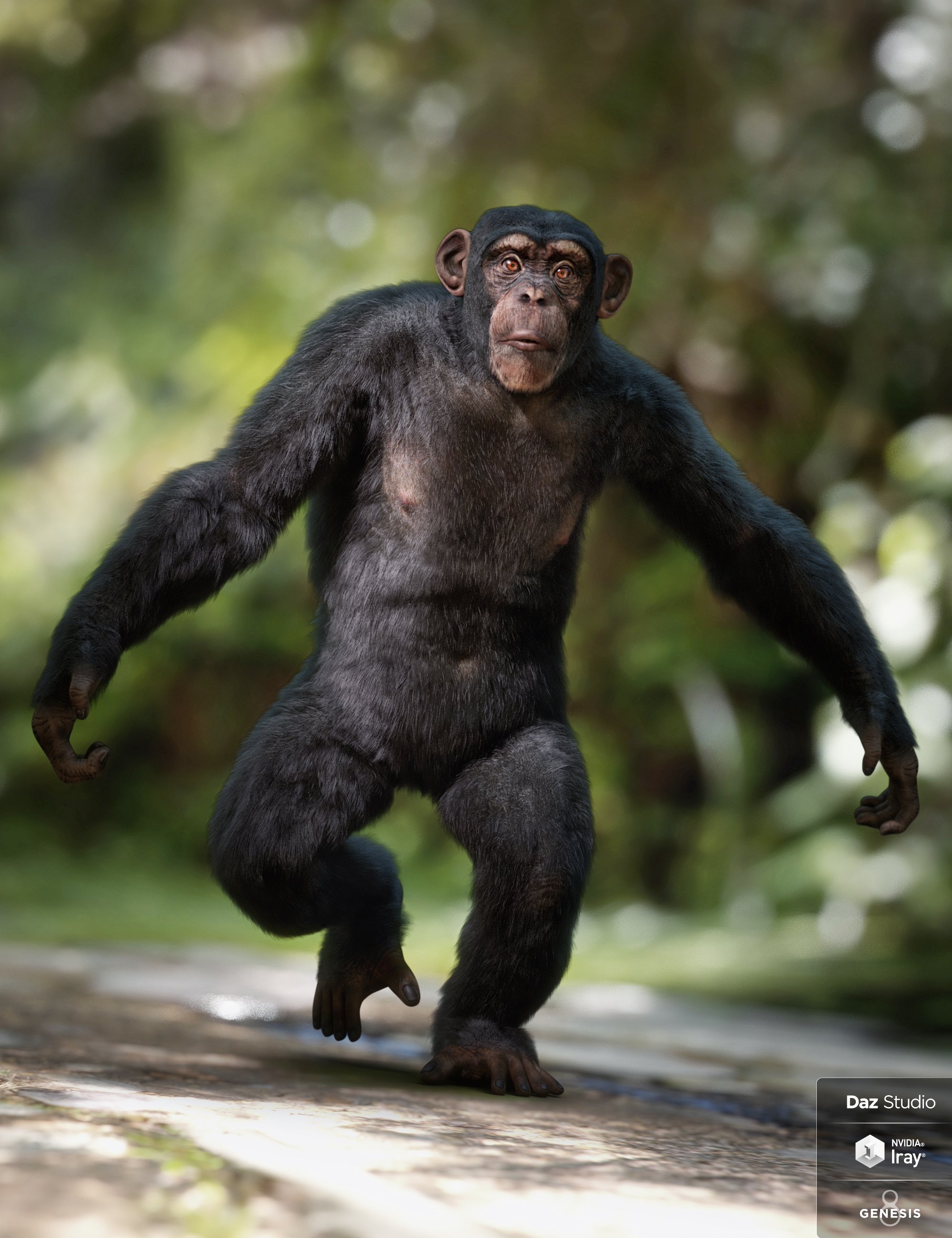 Anthropomorphs - Chimpanzee for Genesis 8 Male by: Alessandro_AM, 3D Models by Daz 3D