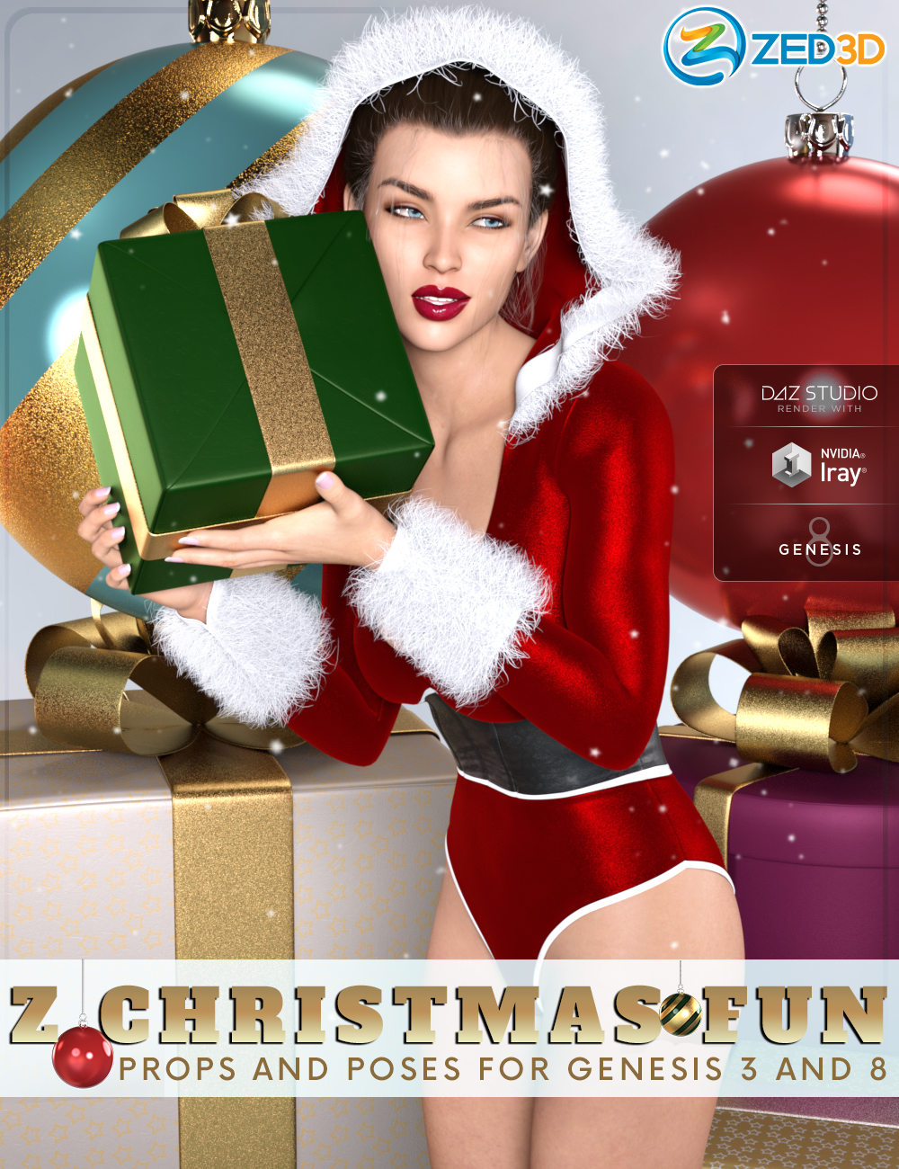 Z Christmas Fun Props and Poses for Genesis 3 and 8 Female by: Zeddicuss, 3D Models by Daz 3D