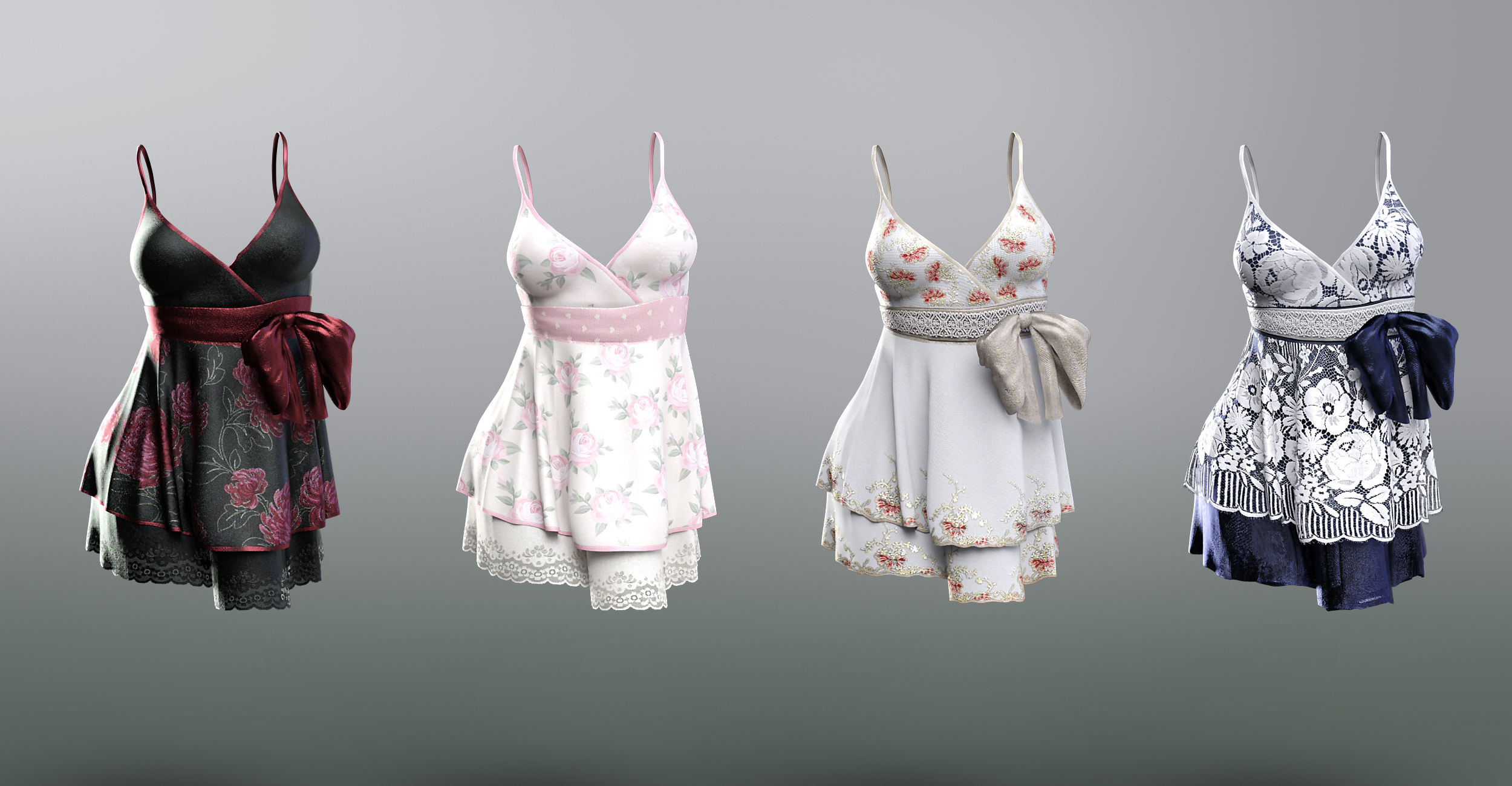 Flirty Bow Dress Styles by: Sarsa, 3D Models by Daz 3D