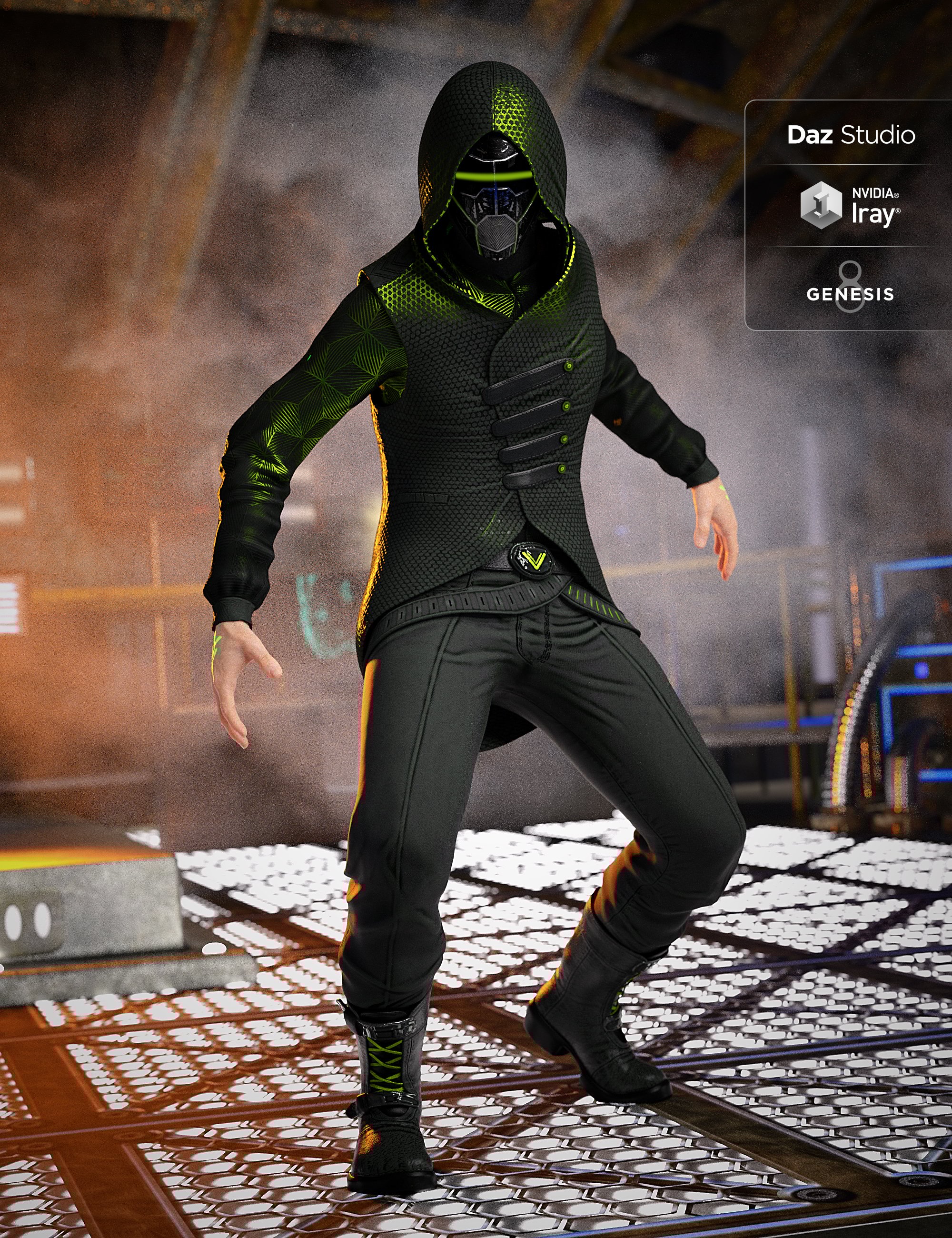 Sci-Fi Assassin Outfit for Genesis 8 Male(s)
