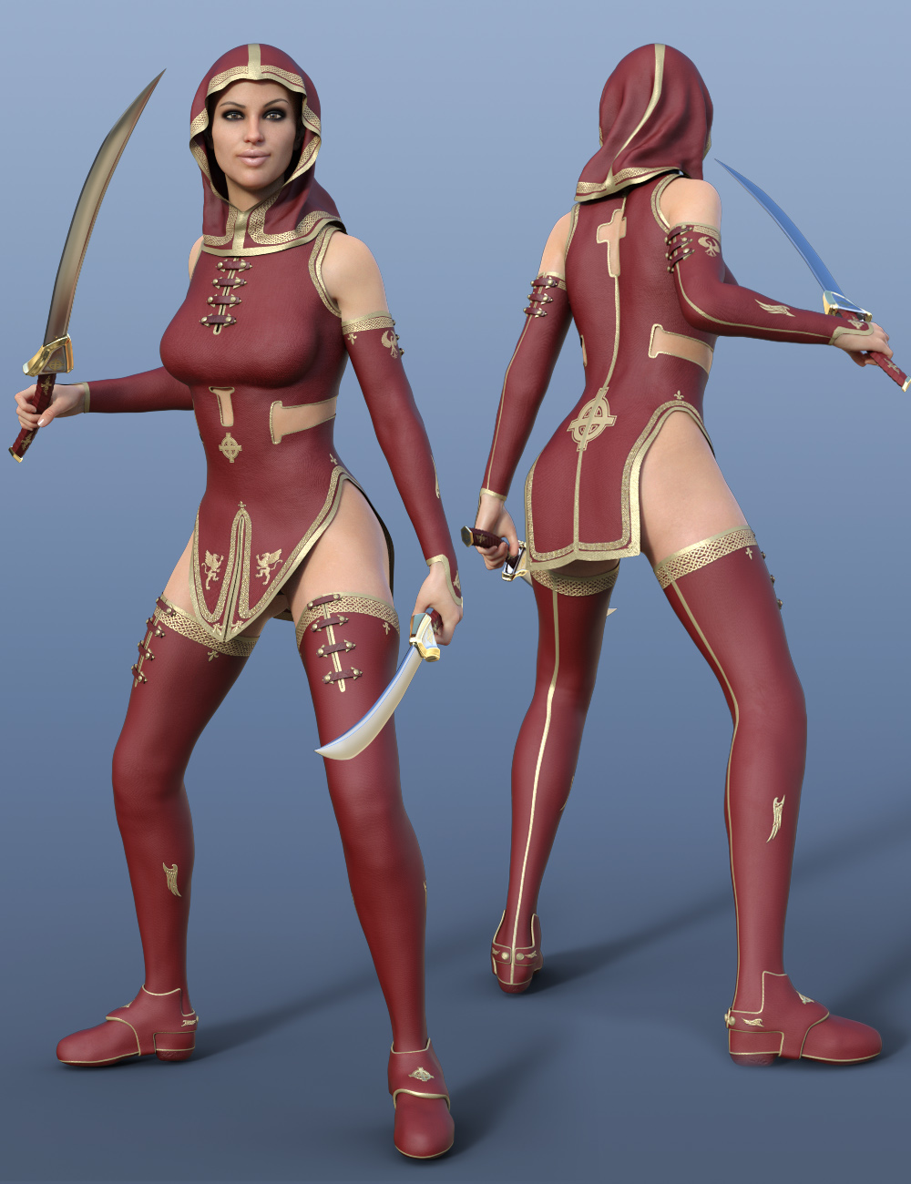 Templar Huntress Outfit for Genesis 8 Female(s) by: midnight_stories, 3D Models by Daz 3D