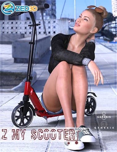 Z My Scooter Prop and Poses for Genesis 3 and 8 by: Zeddicuss, 3D Models by Daz 3D