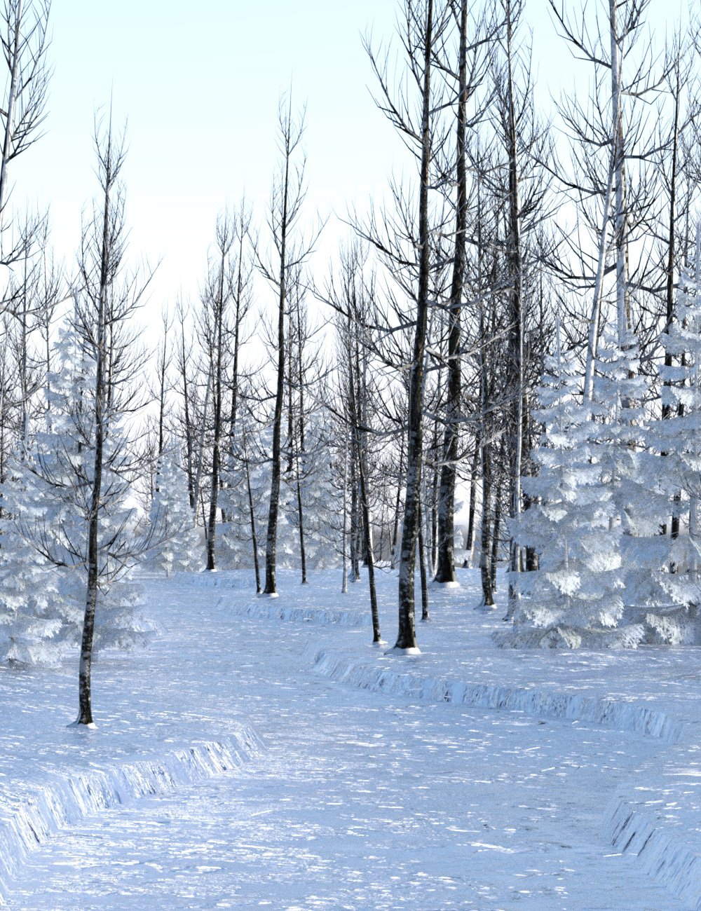 Winter Pine Forest Prop Set by: AcharyaPolina, 3D Models by Daz 3D