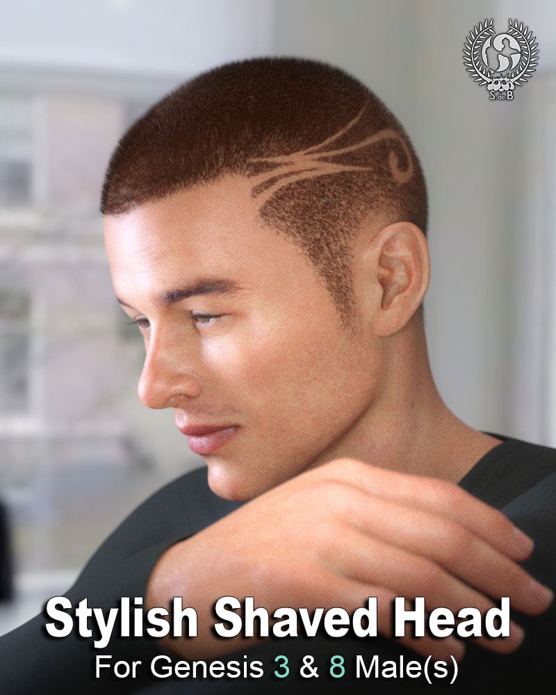 Stylish Shaved Hair For Genesis 3 And 8 Male(s) by: SamSil, 3D Models by Daz 3D