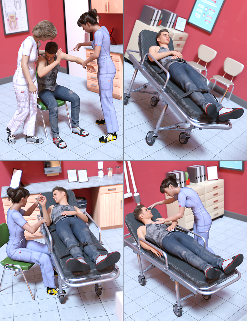Emergency Room Poses for Genesis 8 by: DianePredatron, 3D Models by Daz 3D