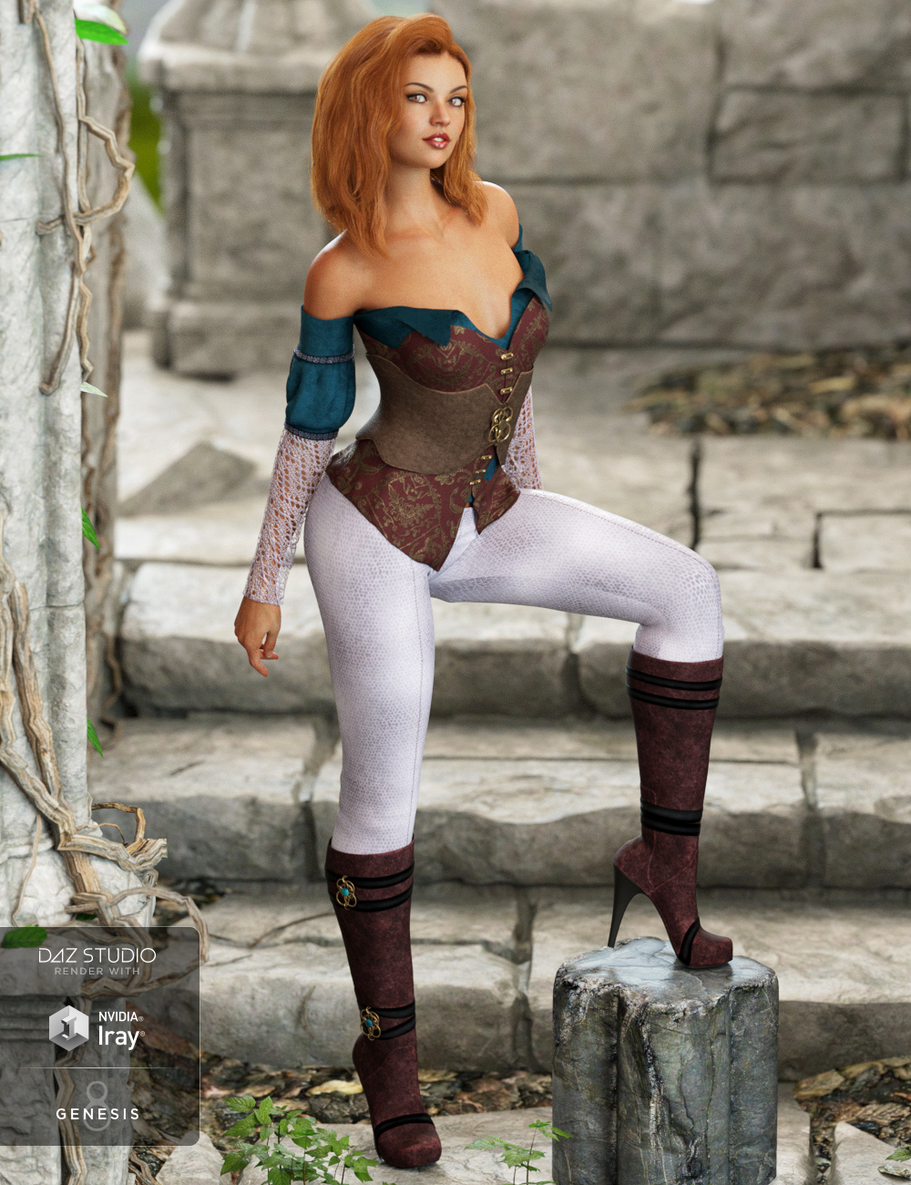 dForce Ruby June Outfit Textures by: Moonscape GraphicsSade, 3D Models by Daz 3D