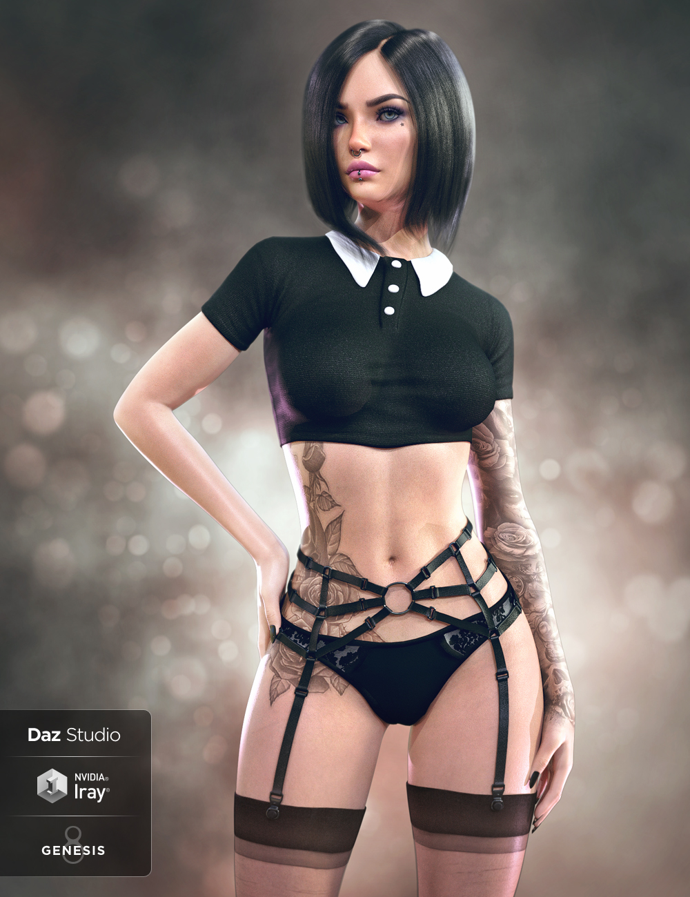 Gothic Rebel Outfit for Genesis 8 Female(s) by: Herschel Hoffmeyer, 3D Models by Daz 3D