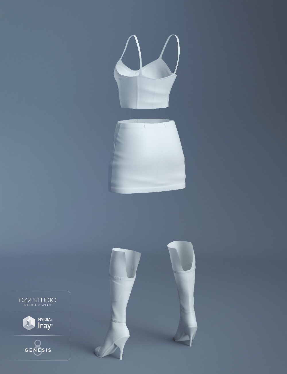 Sydney Denim Outfit for Genesis 8 Female(s) by: Moonscape GraphicsNikisatezSade, 3D Models by Daz 3D