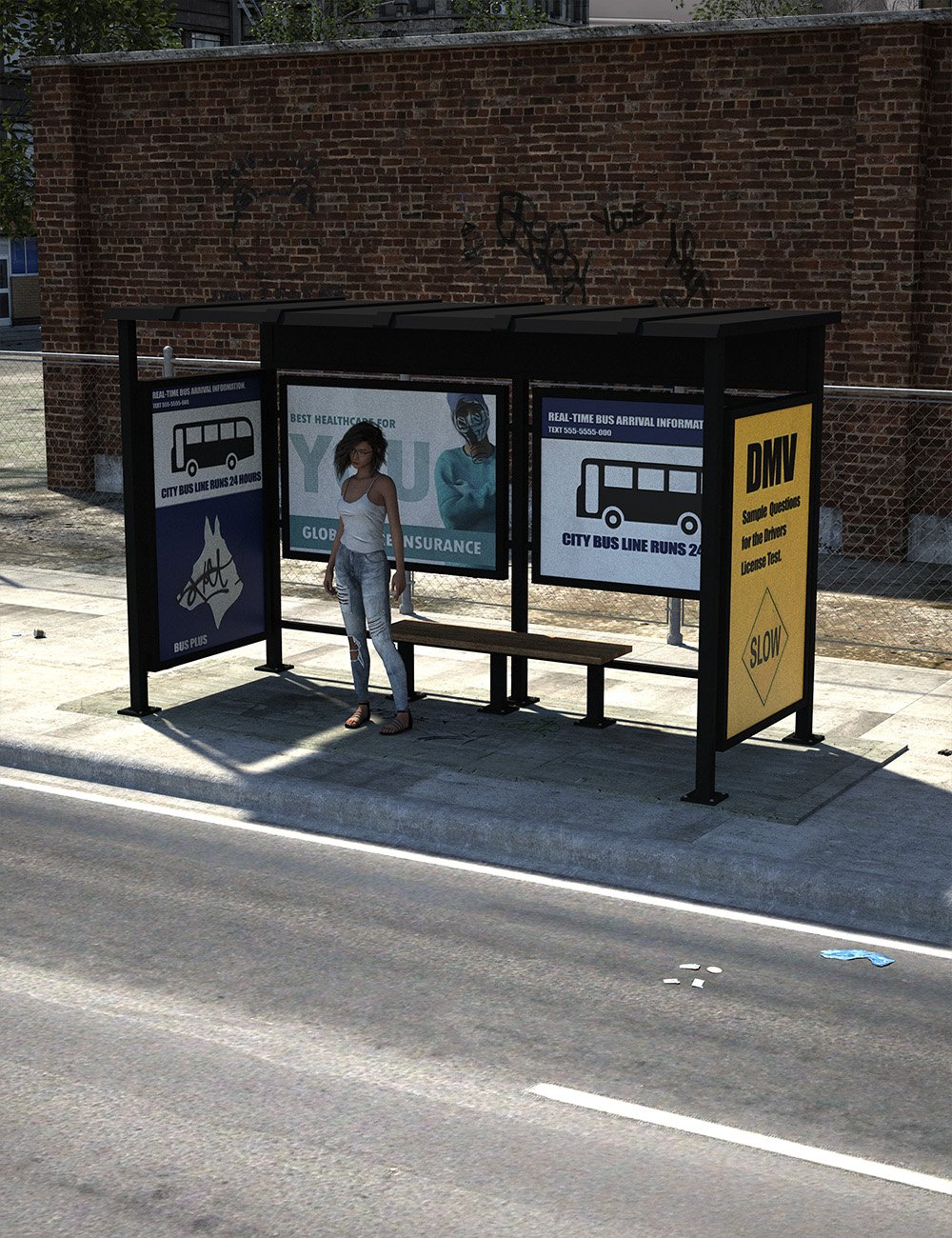 Urban Bus Stop by: , 3D Models by Daz 3D