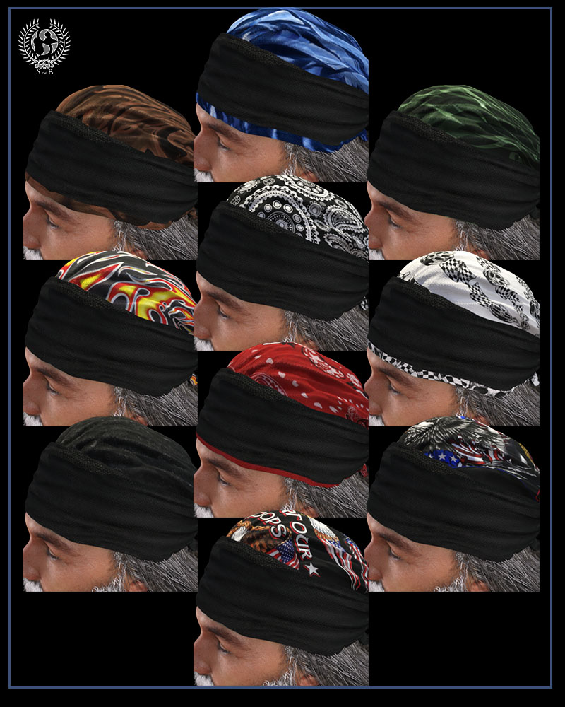 Biker Hair and Beard For Genesis 3 and 8 Male(s) by: SamSil, 3D Models by Daz 3D