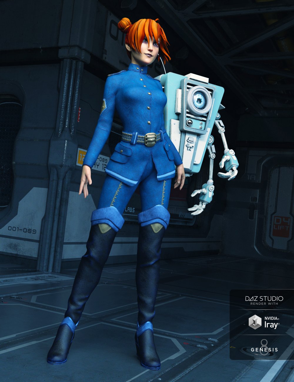 Sci-fi Officer Outfit for Genesis 8 Female(s) by: Moonscape GraphicsSadeYura, 3D Models by Daz 3D