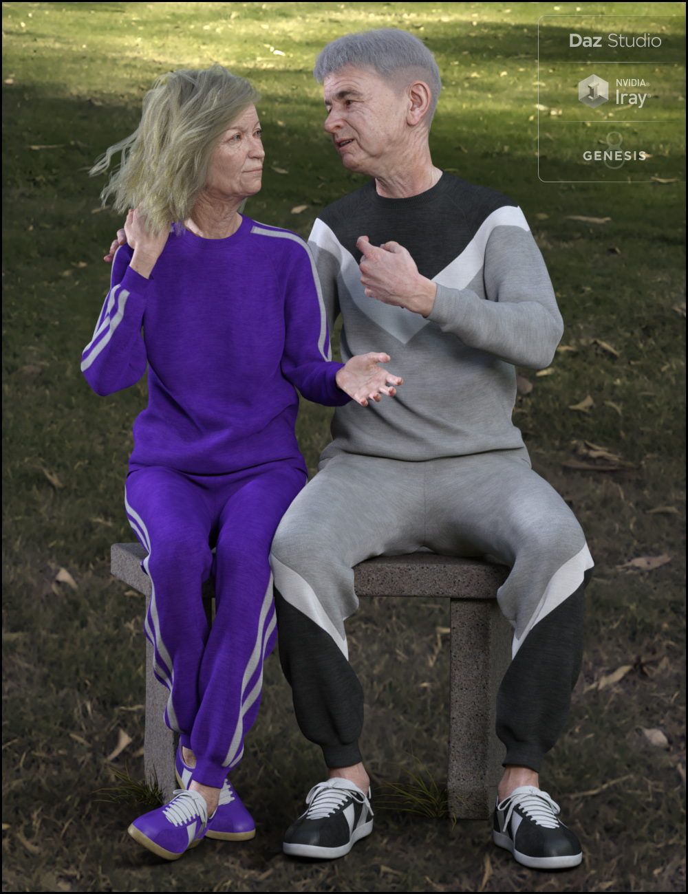 dForce Retro Sweatsuit for Genesis 8 Female(s) and Male(s) by: Fisty & Darc, 3D Models by Daz 3D
