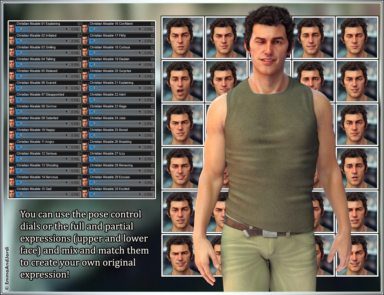 Christian Mixable Expressions for Genesis 8 Male(s) by: , 3D Models by Daz 3D