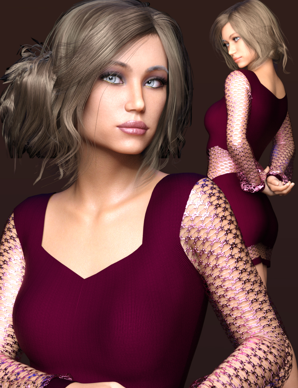 Emilya HD & Dress for Genesis 8 Female by: AnainAkasha, 3D Models by Daz 3D