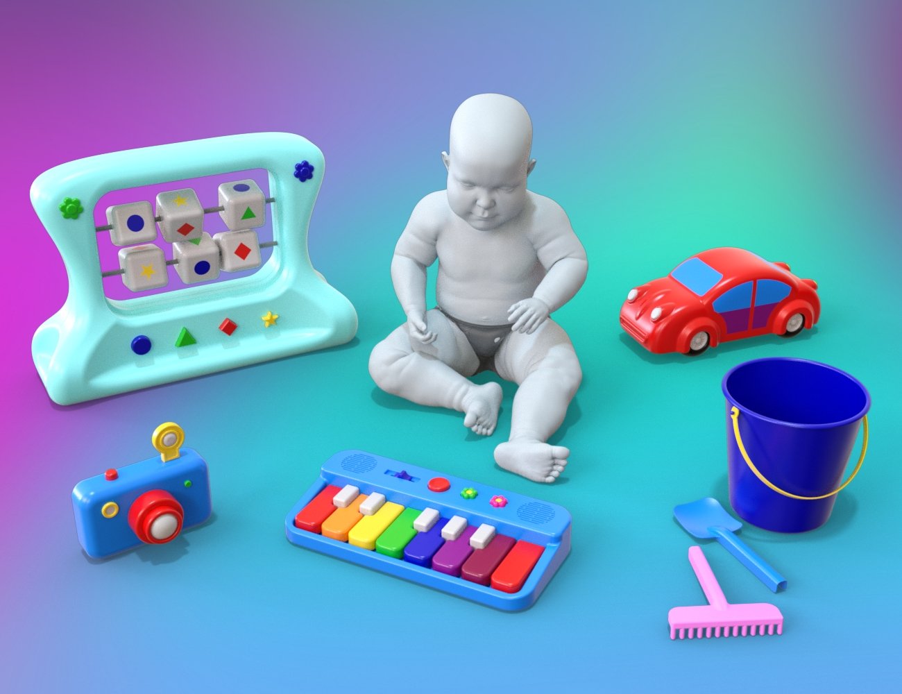 First Toys and Stuff for Babies Daz 3D