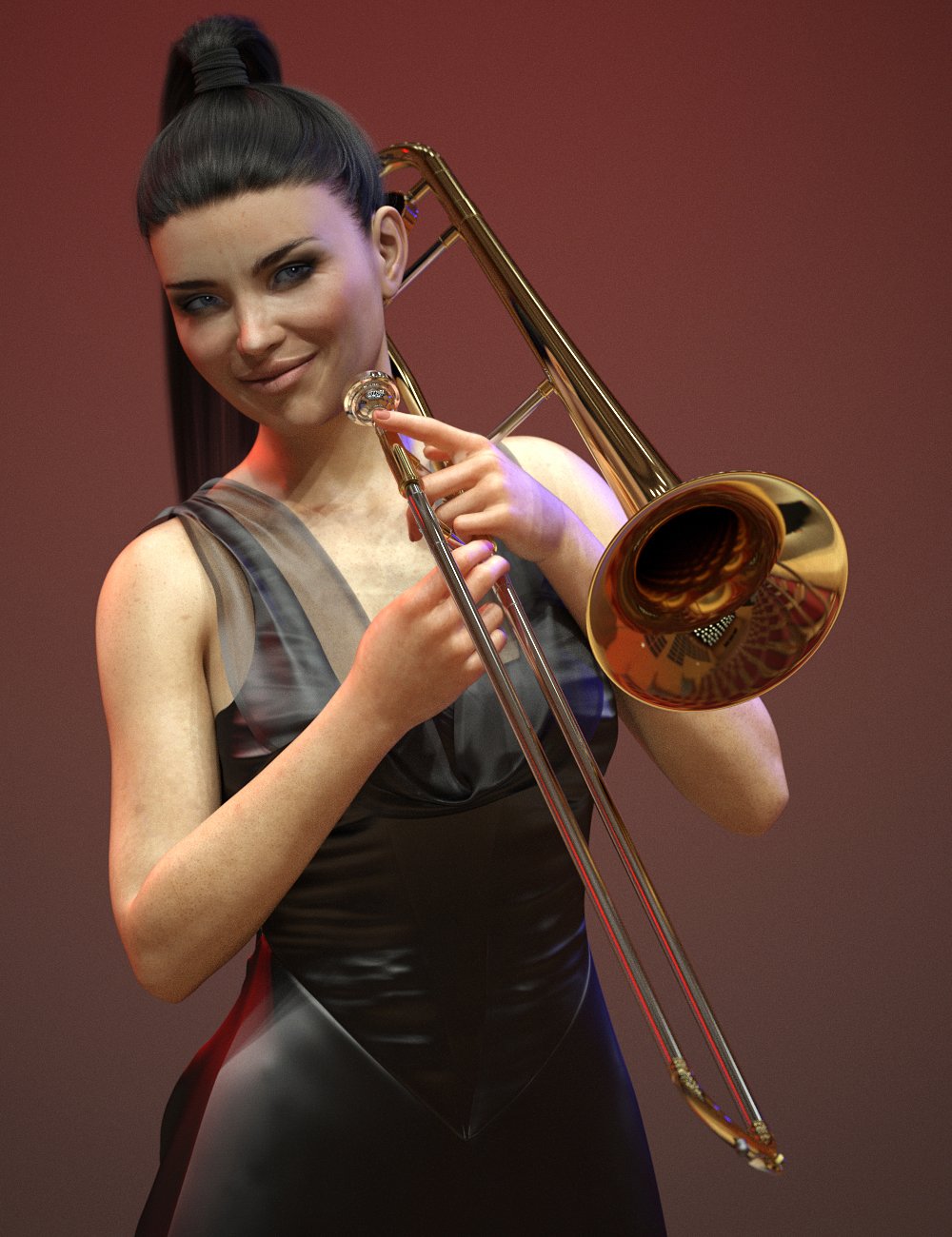 HD Trombone and Poses for Genesis 8 by: Protozoon, 3D Models by Daz 3D
