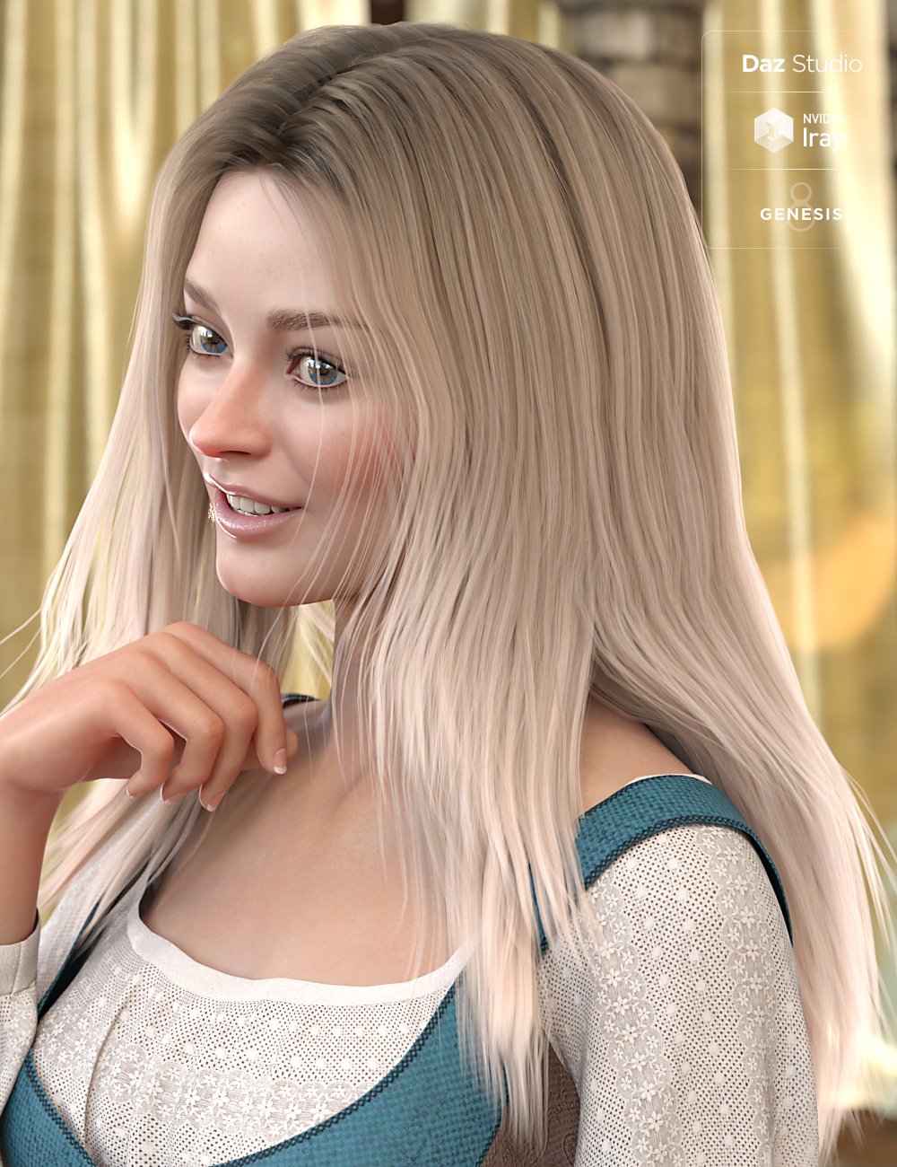 Andria Hair for Genesis 8 and Genesis 3 Female(s) by: 3DCelebrity, 3D Models by Daz 3D