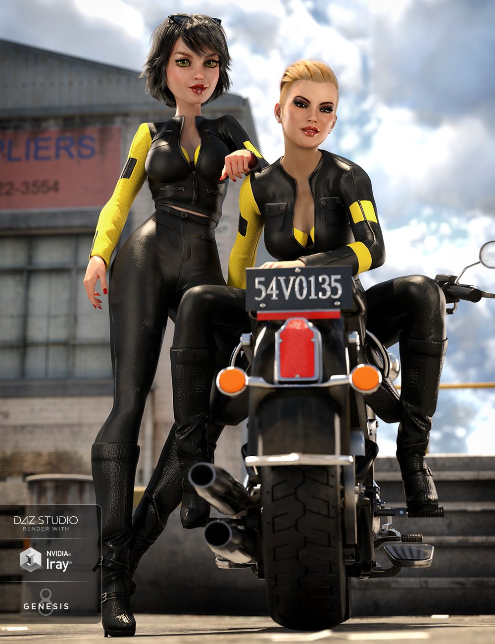 Moto Vixen Outfit for Genesis 8 Female(s) by: Anna BenjaminNikisatez, 3D Models by Daz 3D