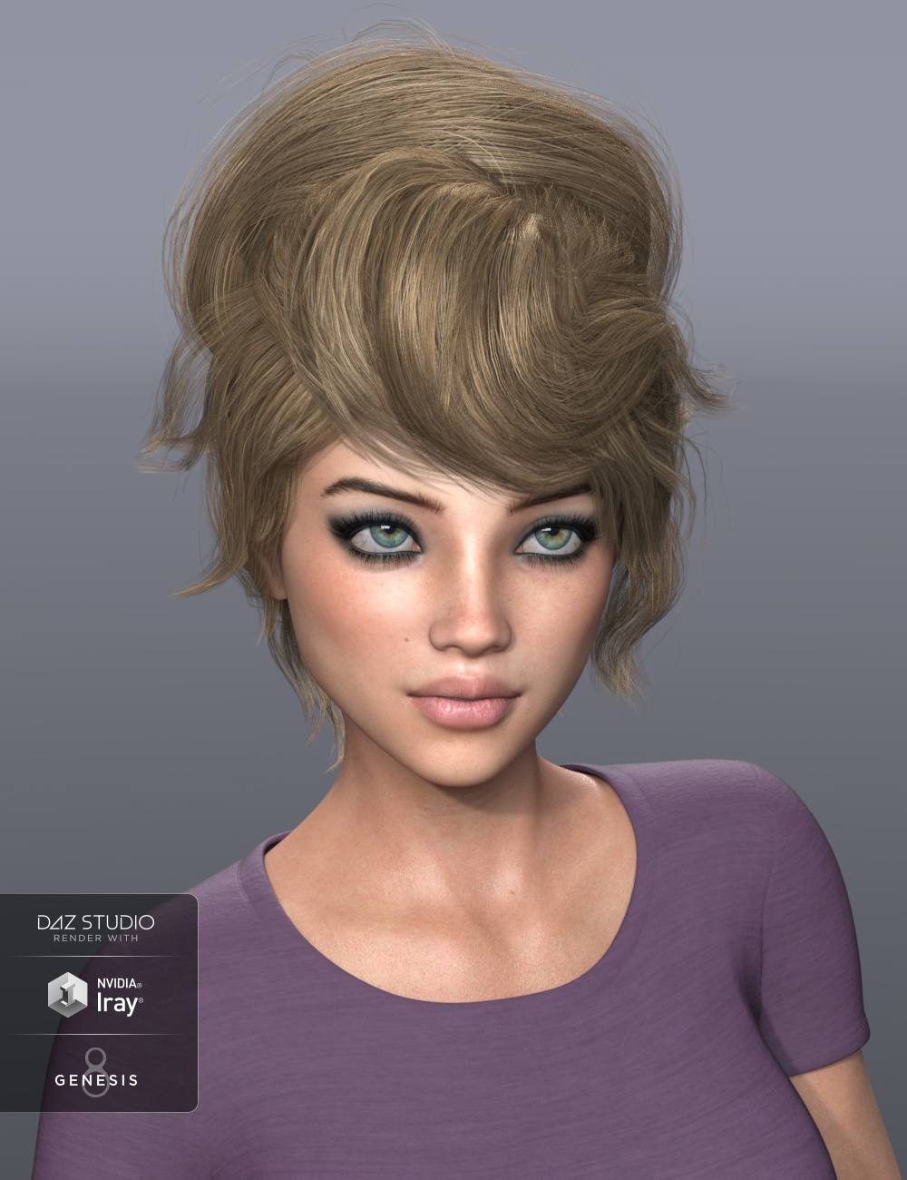 Pina Hair for Genesis 3 and 8 Female(s) by: SWAM, 3D Models by Daz 3D