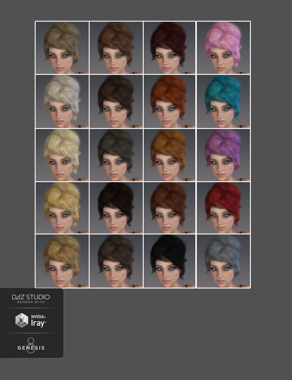Pina Hair for Genesis 3 and 8 Female(s) by: SWAM, 3D Models by Daz 3D