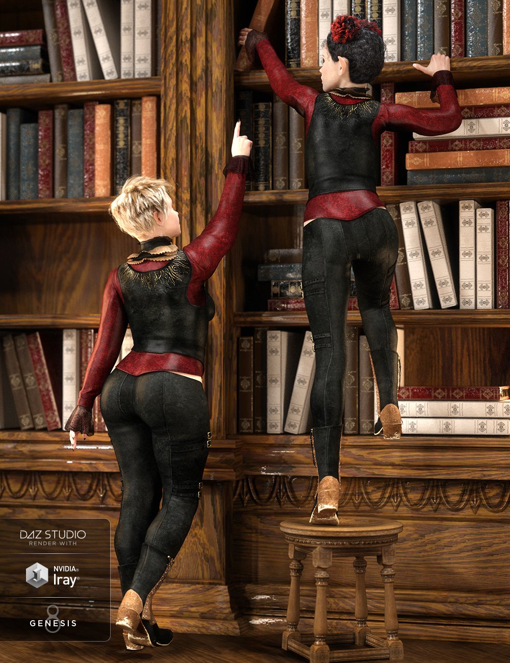 dForce Burgundy Creed Outfit for Genesis 8 Female(s) by: Barbara BrundonShox-DesignUmblefugly, 3D Models by Daz 3D
