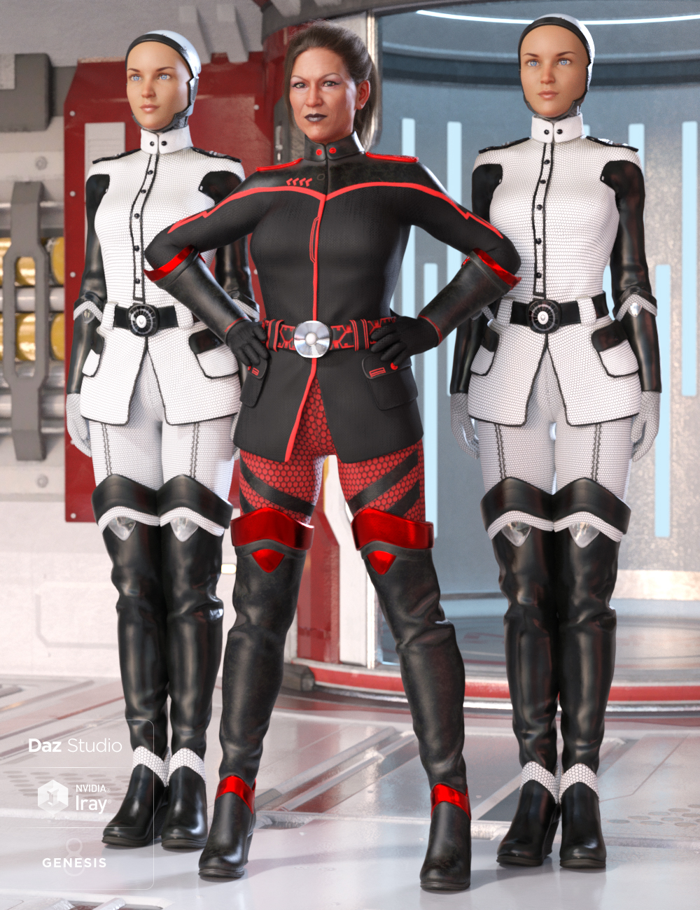 Sci-fi Officer Outfit Textures by: Moonscape GraphicsSade, 3D Models by Daz 3D